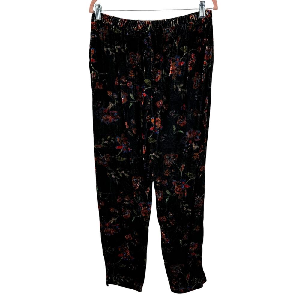 Johnny Was Jade Moonlight Tapered Velvet Pants S Pockets Pull On Floral Bohemian